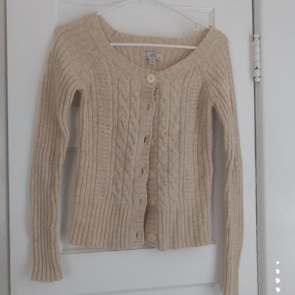 Oatmeal cabled wool cardigan